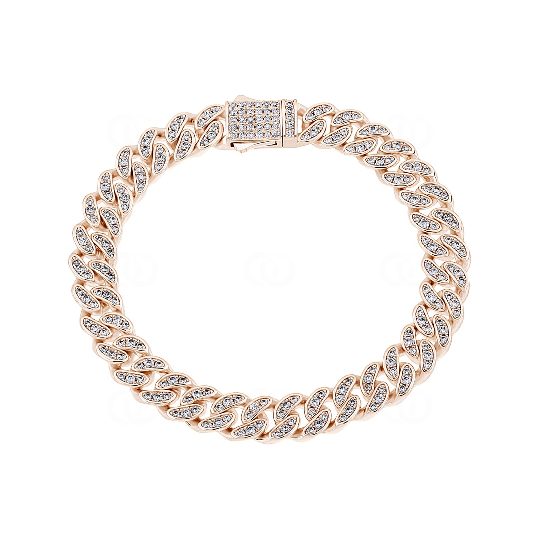 8mm Cuban Link Panzerarmband Rosé vergoldet mit Zirkonia