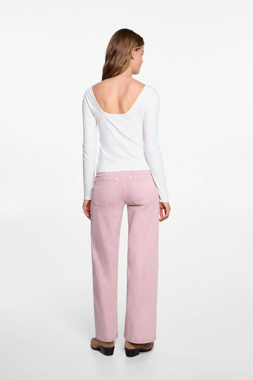 MANGO TEEN top met open rug naturel wit