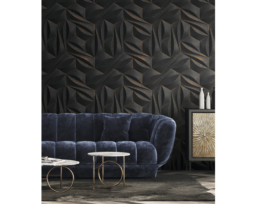 Vliesbehang 39179-1 The Wall II 3D grafisch antraciet 3-delige set 159 x 280 cm