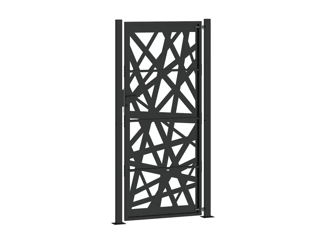 Portail de jardin noir 105x205 cm acier conception de lumière