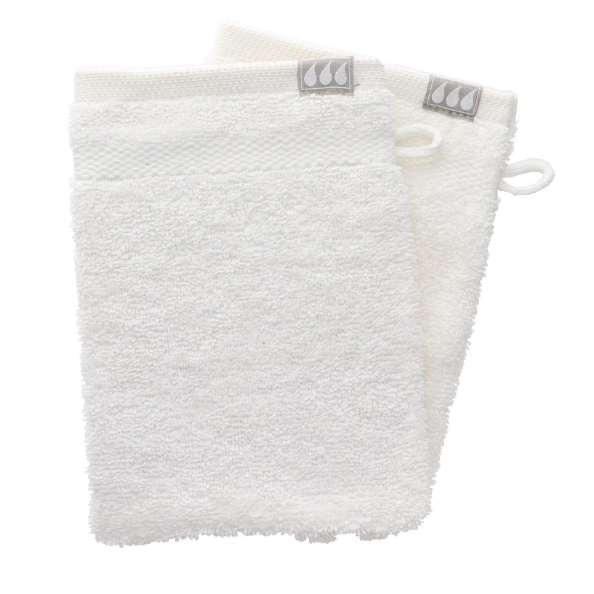 SET 2 GANTS TOILETTE 15X21CM COTON BLANC