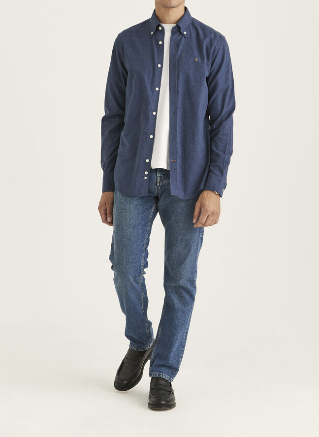 Morris Stockholm Watts Flannel Shirt-Slim Fit / 60 Navy / S Navy