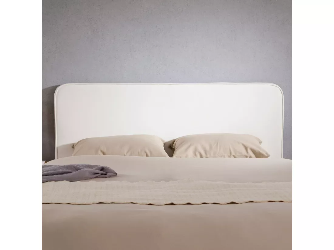 Tête de lit CELEST 160, Rembourrée, Fixation murale, Design arrondi moderne, Pour lit 160 cm ou moins, Blanc