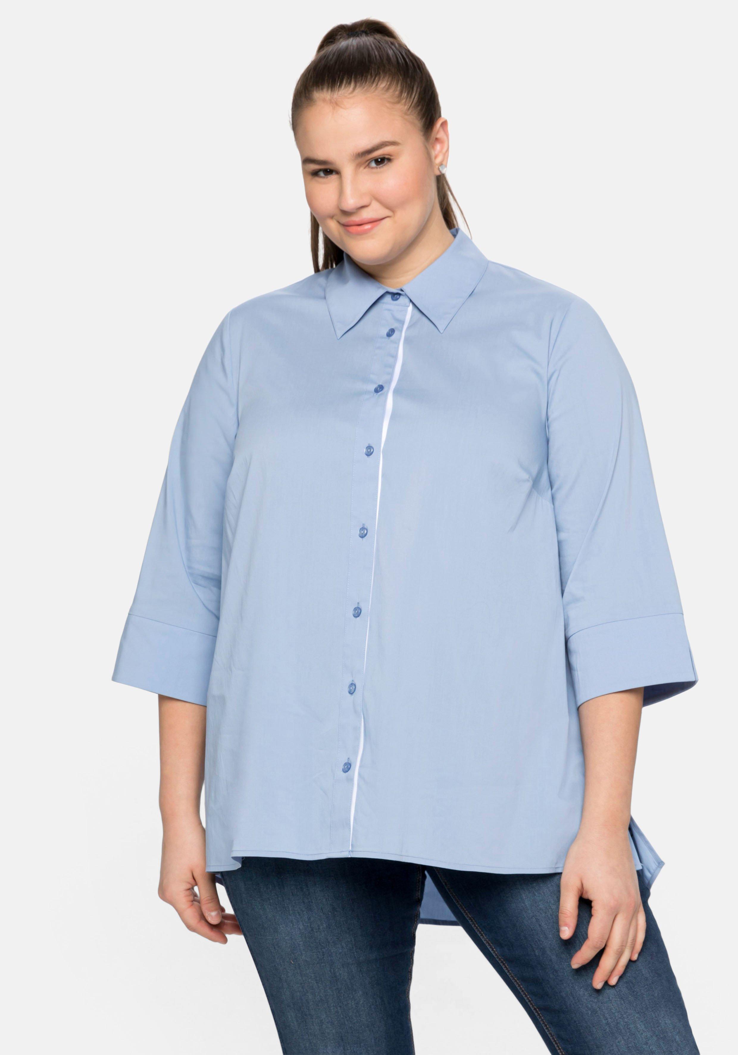 Longbluse mit Hemdkragen und 3/4-Arm