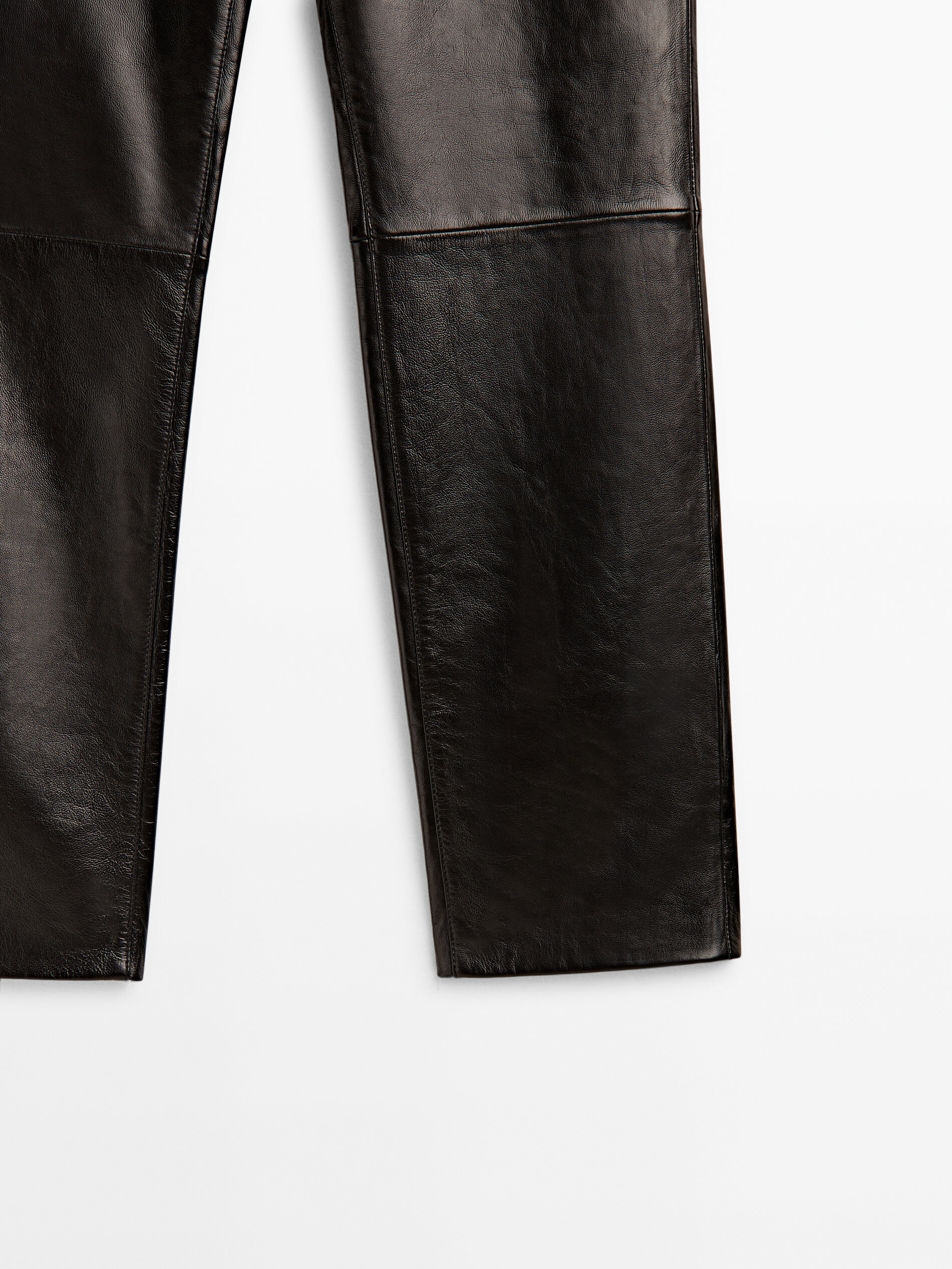 Calça pantalona preta pele napa - NEGRO