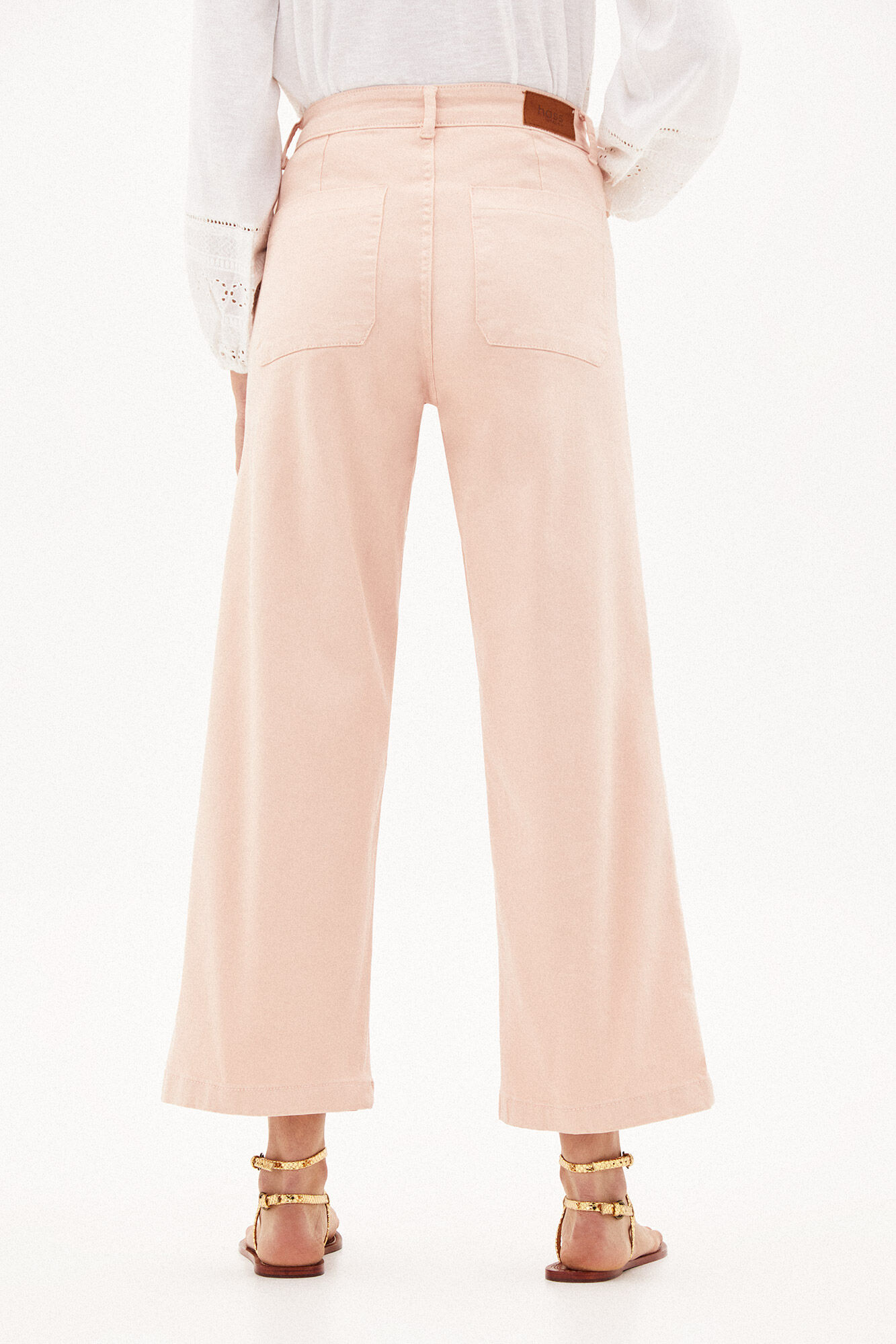 Calça jeans Tessa de perna larga com bolsos - Rosa