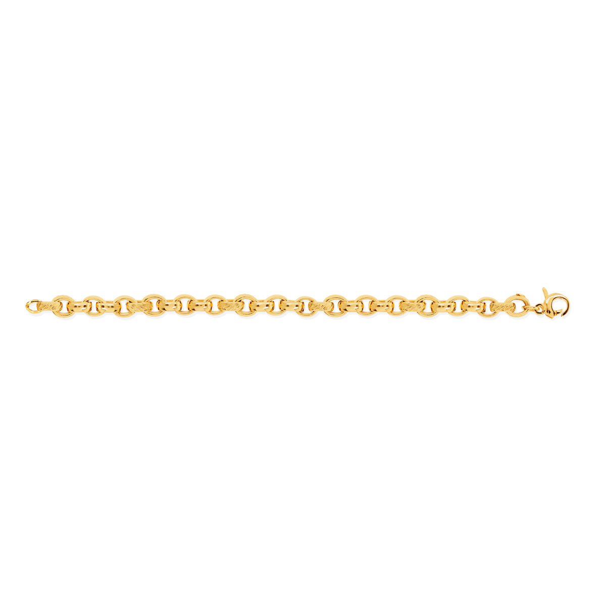 Bracelet or 750 jaune mailles ovales alternées 18 cm