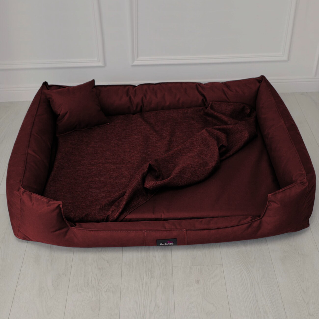 Tierlando GOOFY - Orthopädisches Hundebett aus Polyester inkl. Matratzenschoner bordeaux 90 cm, 22 cm, 75 cm