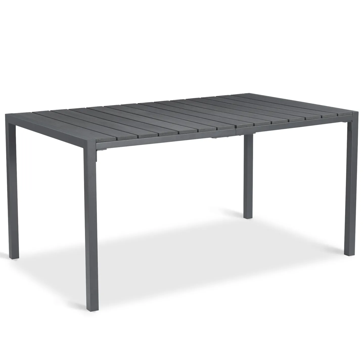 Salon de jardin POLY table 150 cm et 6 chaises empilables gris anthracite
