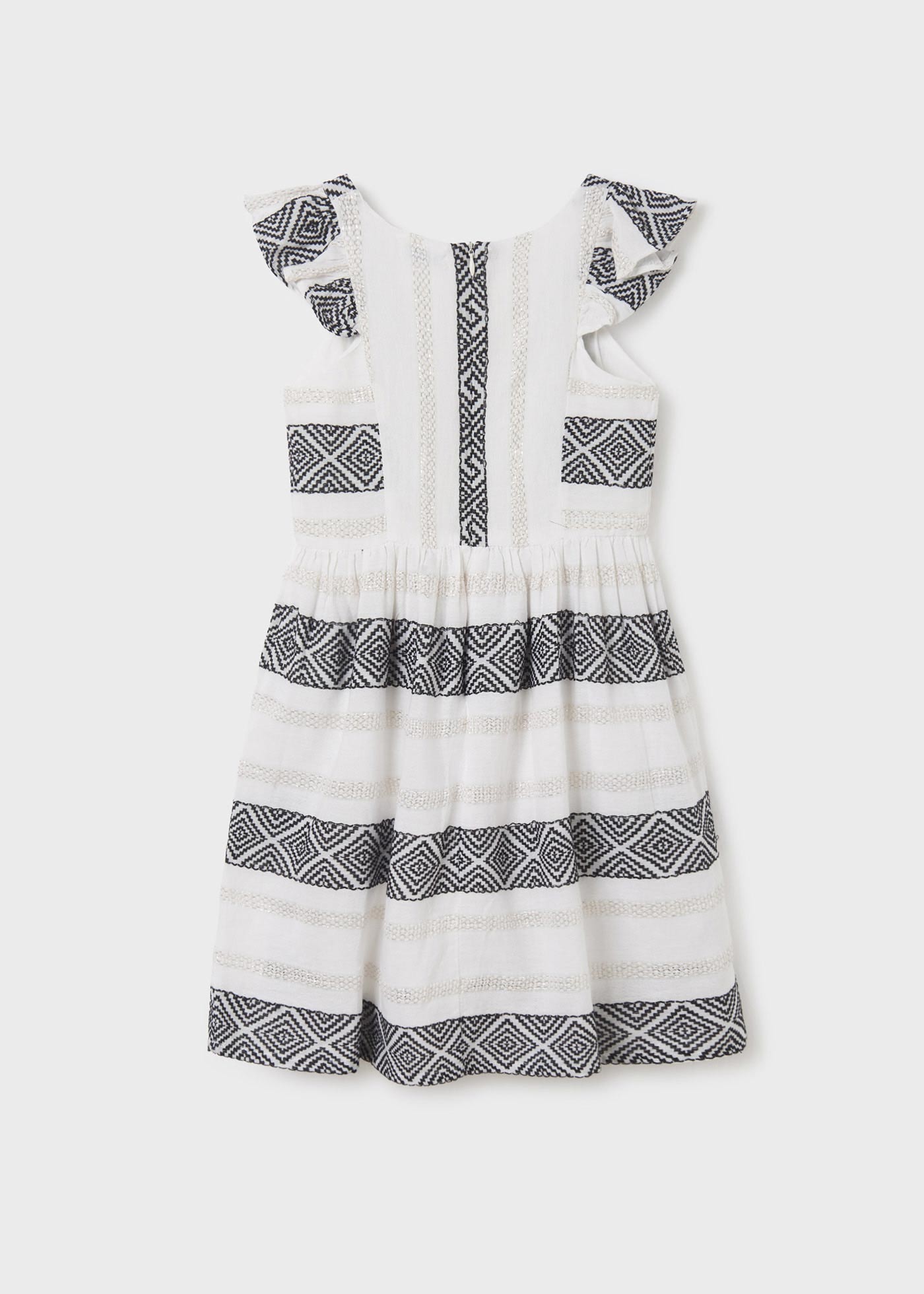 Vestido jacquard com fio de algodão metalizado para meninas