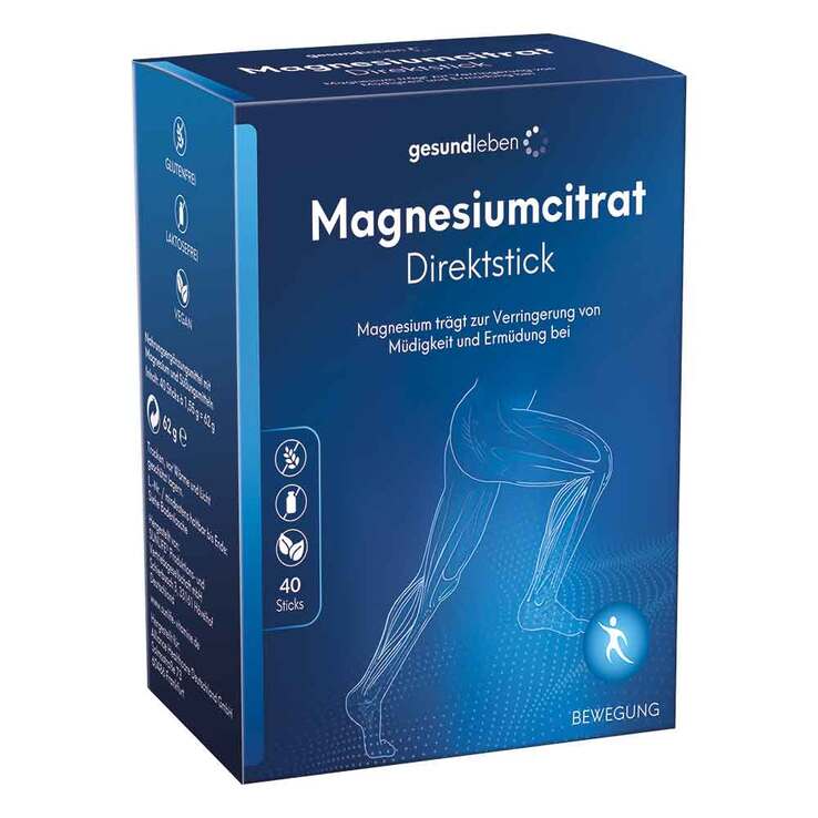 Gesund Leben Magnesiumcitrat Direktstick Pulver, 40X1.55 g