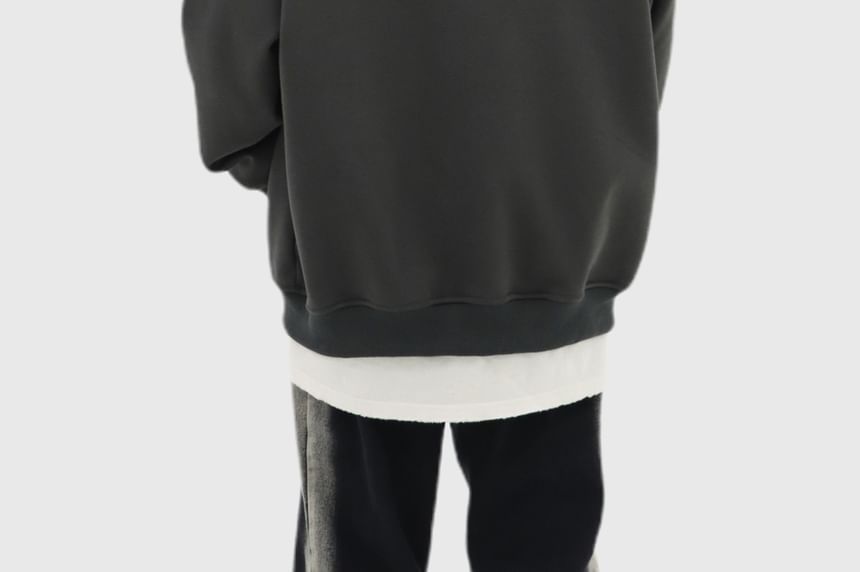 Banash - Fleecegevoerde hoodie met rits en letters