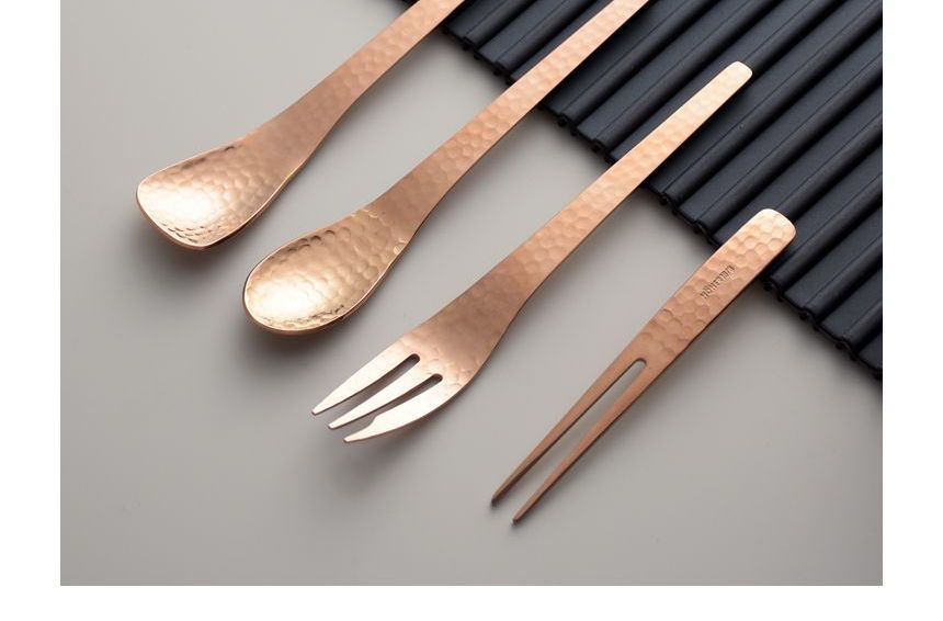 Hashi - Geëmbosseerde roestvrijstalen dessertlepel/vork (verschillende designs)