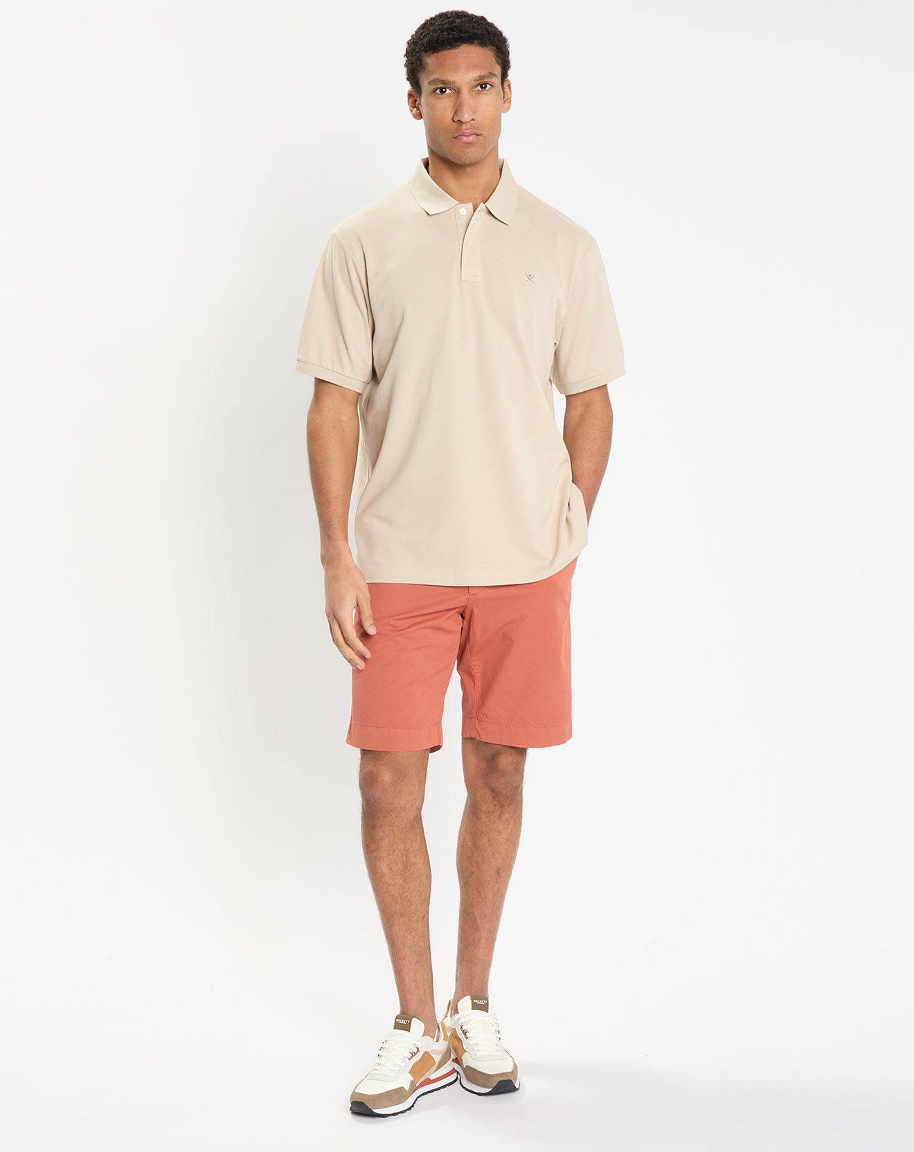 Hackett London Polo Slim Fit uni piqué beige clair