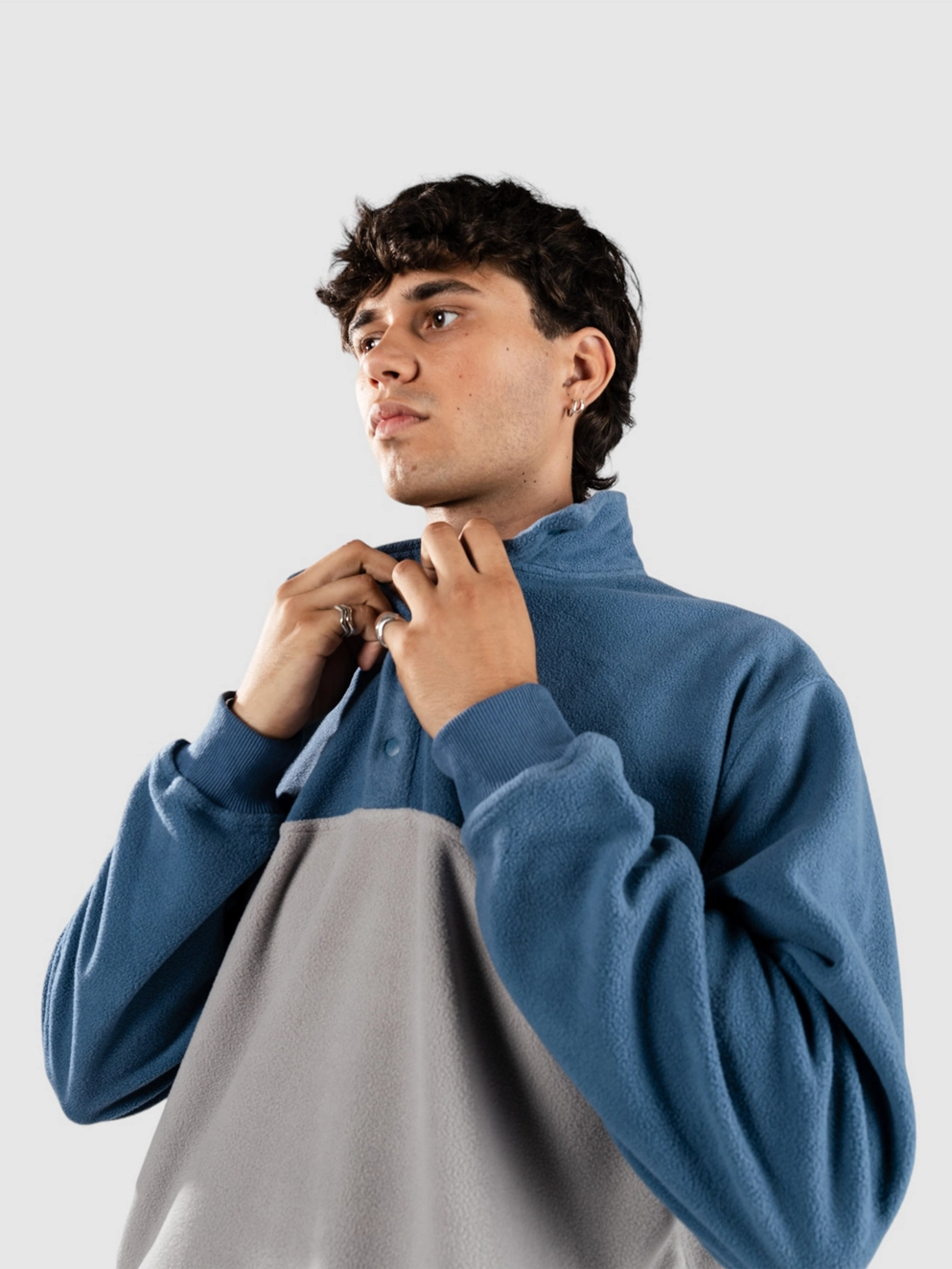 Santa Cruz Opus Dot Label Polar Fleece Sweater dusty blue/stone grey