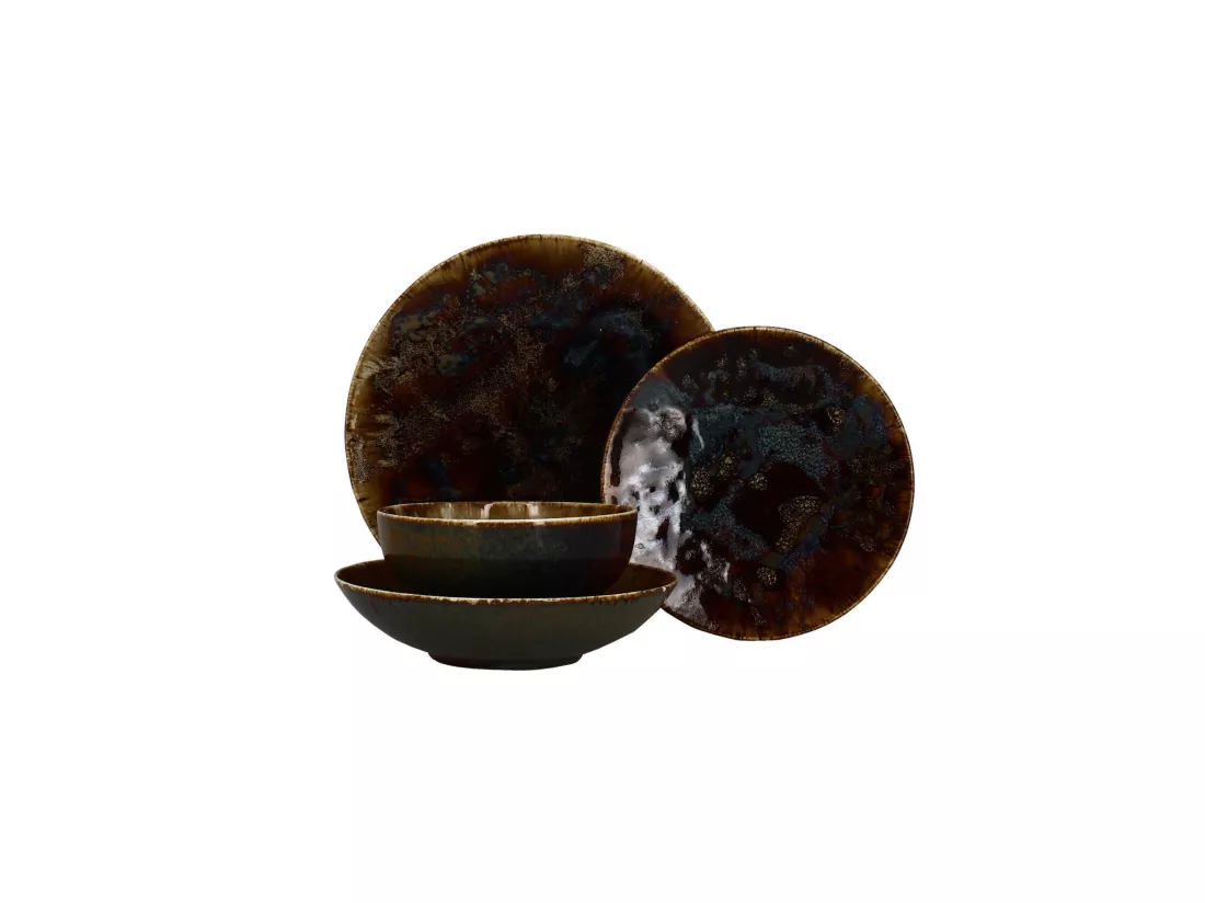 Novastyl - Lot 6 Assiettes Calottes Volcano 21cm En Porcelaine Marron