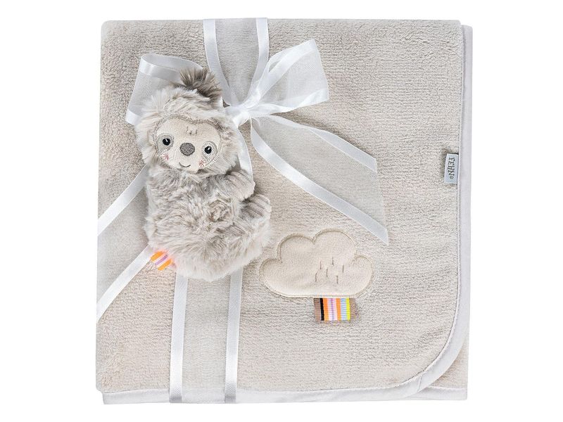 fehn Geschenkset Kuscheldecke Faultier Kuschelige Schmusedecke für Babys und Kleinkinder