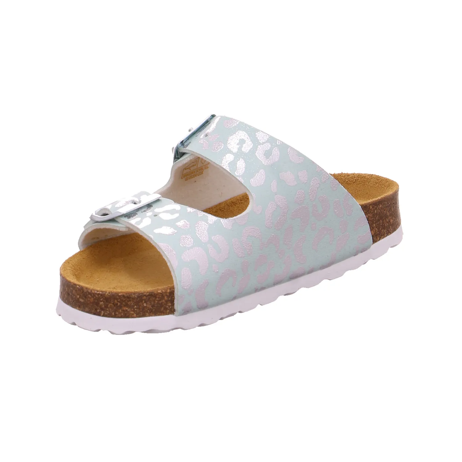 BIOLife Kinder-Pantolette Pastelgrün Lederimitat  Lederdecksohle
