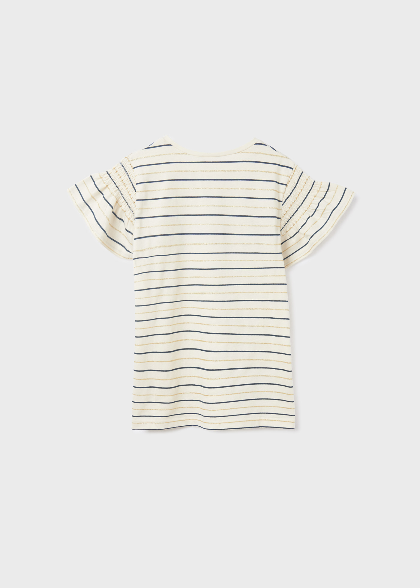 Camiseta estampada de manga curta para meninas, feita de algodão sustentável.