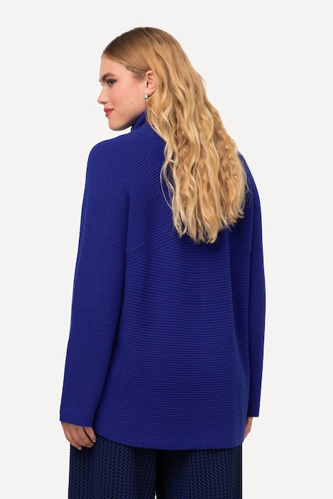 Pullover, Rippstrick-Einsätze, Stehkragen, Langarm