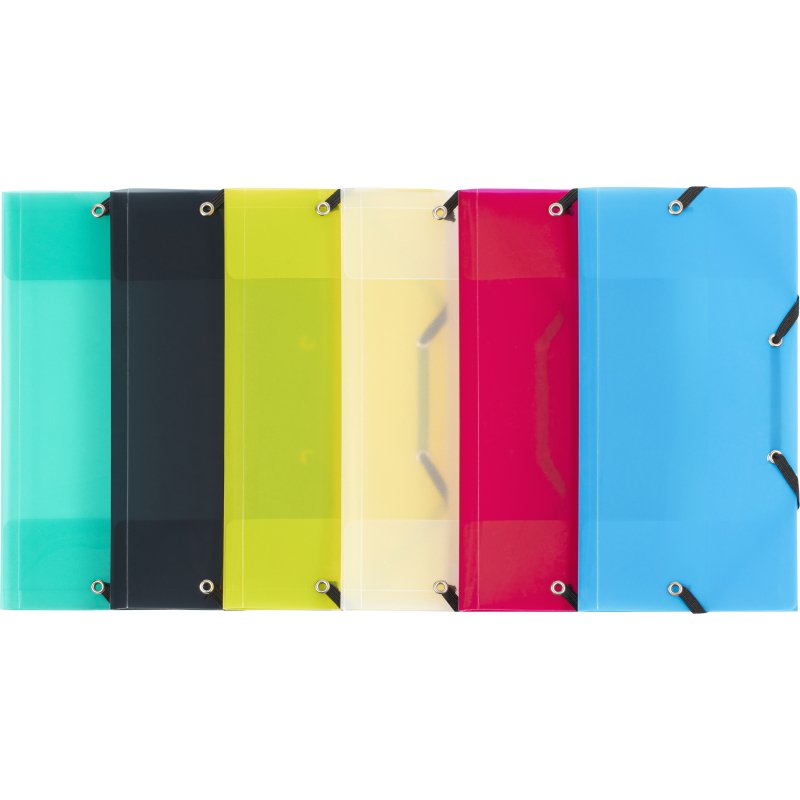 Chemise à élastique 3 rabats plastique Travel Pocket Propyglass  Viquel - 12 x 23,5 cm - couleurs translucides assorties