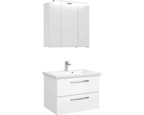 Pelipal Kumba badkamermeubelset, BxHxD 80 x 200 x 51 cm, hoogglans witte fronten met witte mineraalgietwastafel, 99.77022609