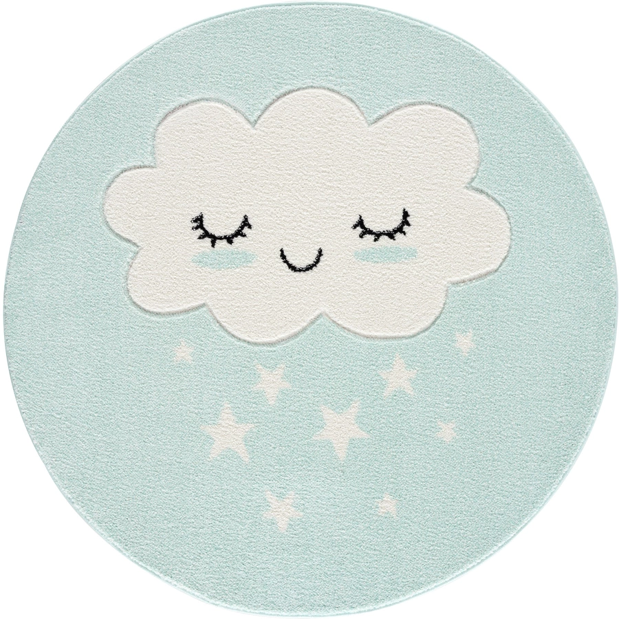 LIVONE Kinderteppich Kids love Rugs WOLKE Rund mintweiss