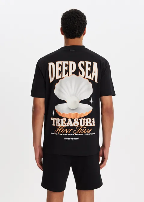 T-shirt met print schelp zwart (ZWART)
