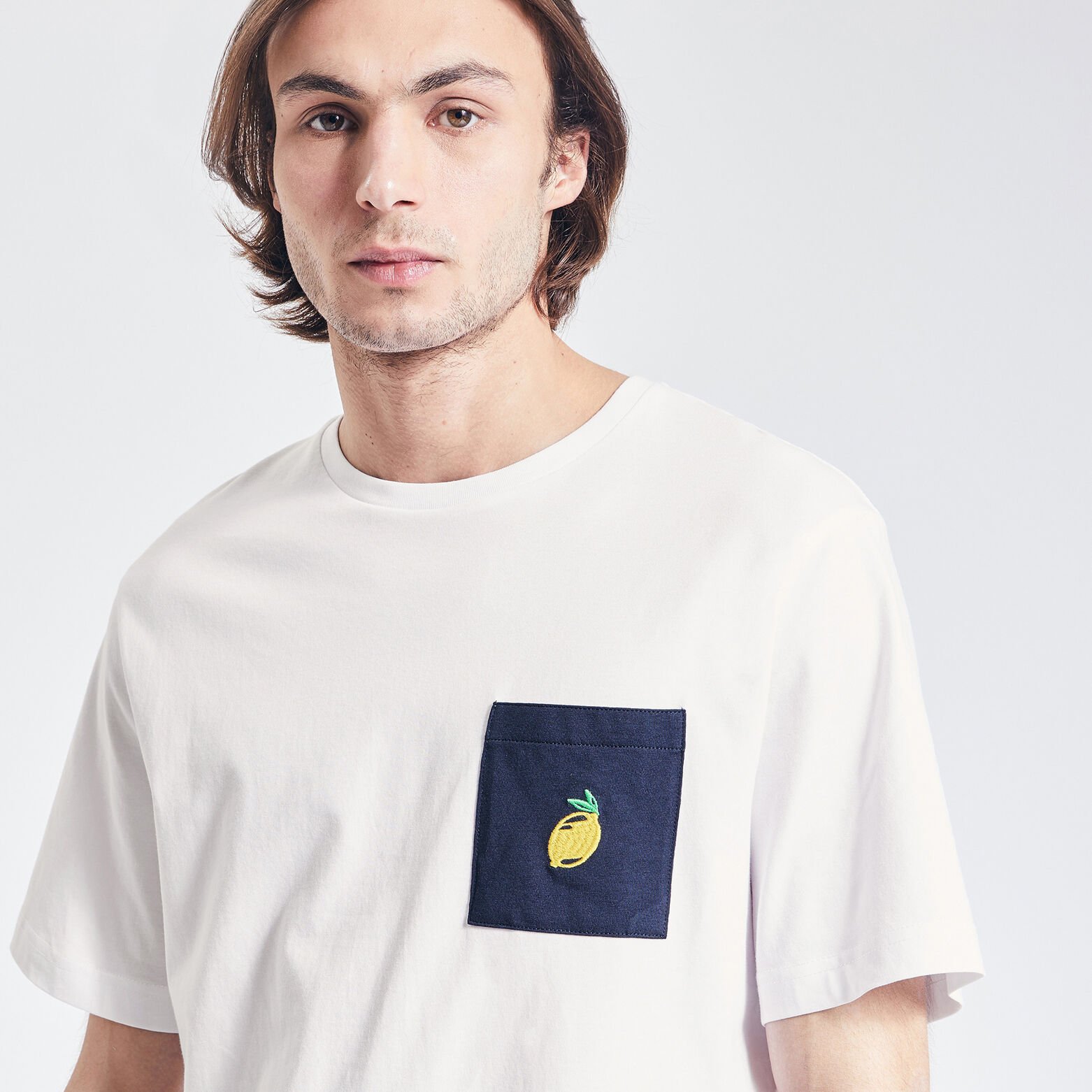 Tee shirt de pyjama avec poche poitirine fantaisie Blanc