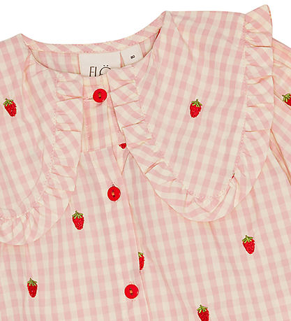 Flöss Hemd - Puppe - Pink Berry Gingham