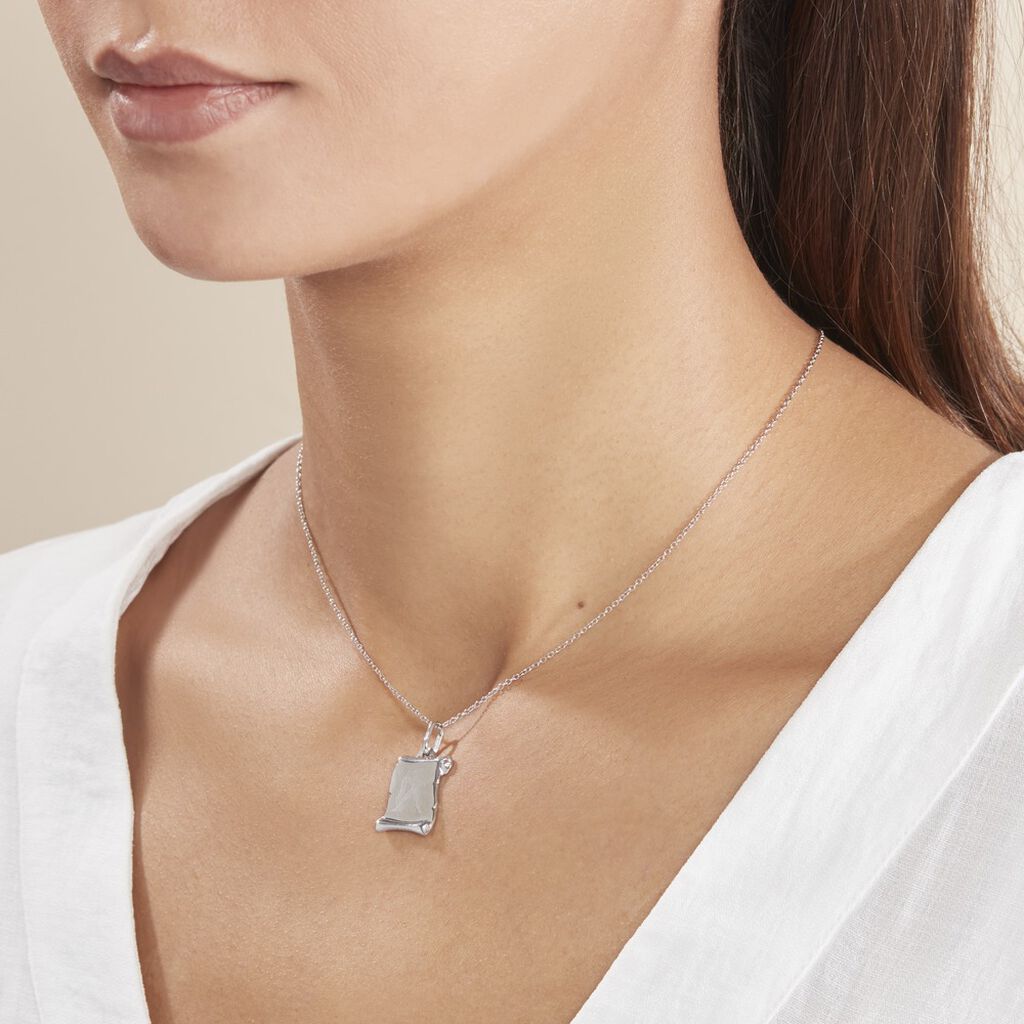 Pendentif Zodiaque Parchemin Argent Blanc