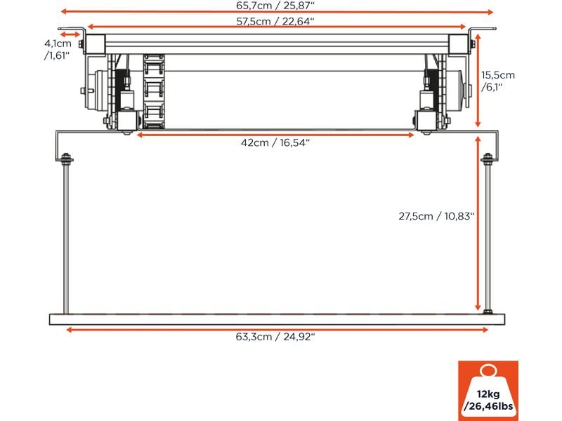 Celexon Deckenhalterung PL1000 Plus Grau ausfahrbar bis 96cm