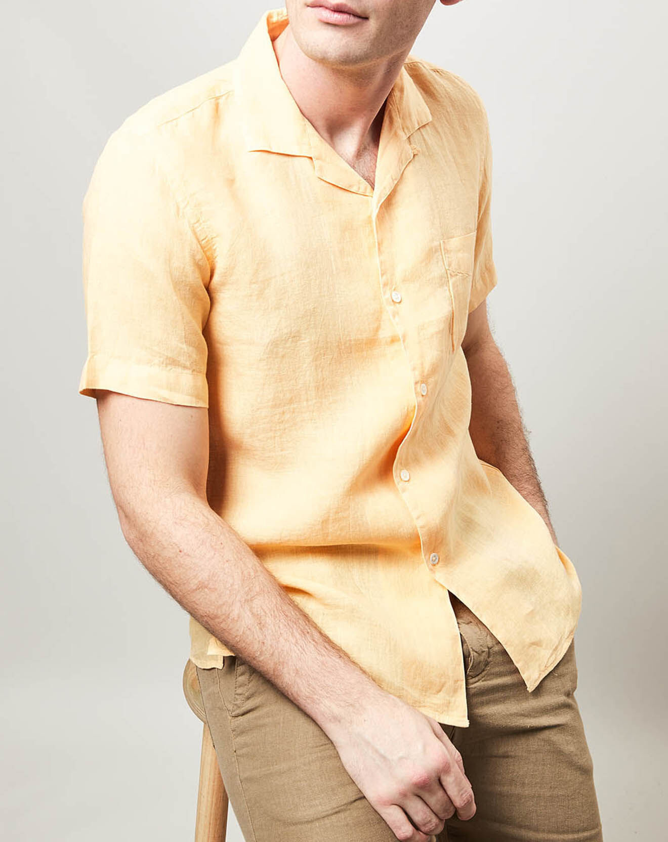 Hartford Chemise 100% Lin slim Slam jaune