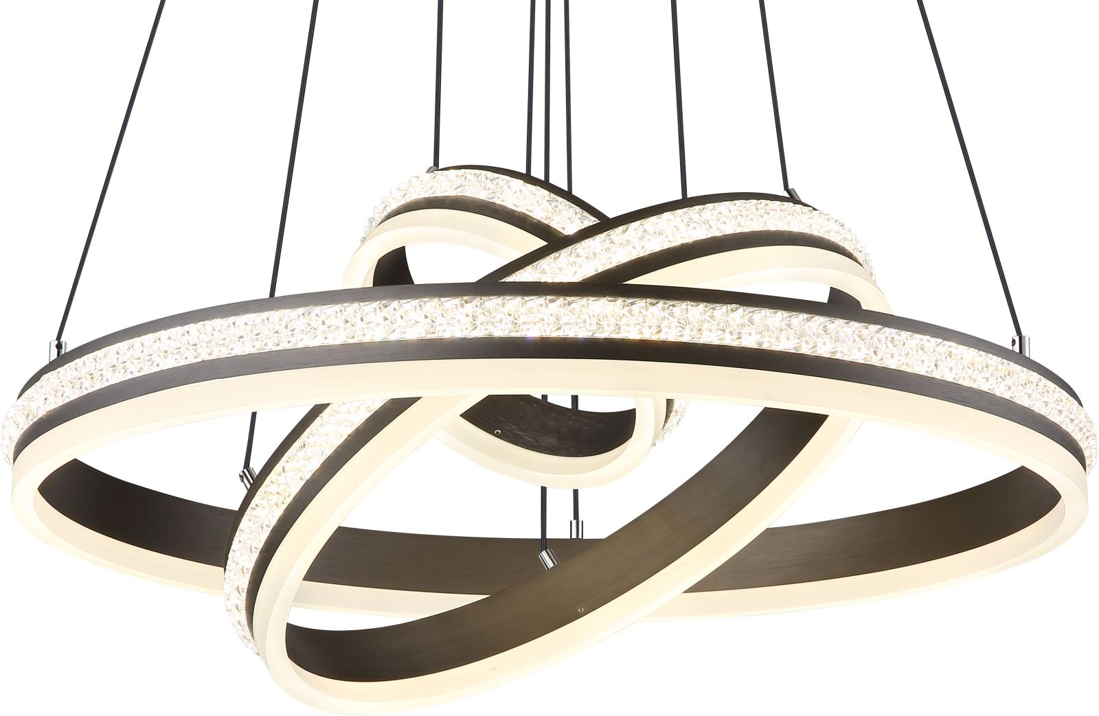 LED-Hängeleuchte - titanfarben - Kristalle - Ø 60 cm