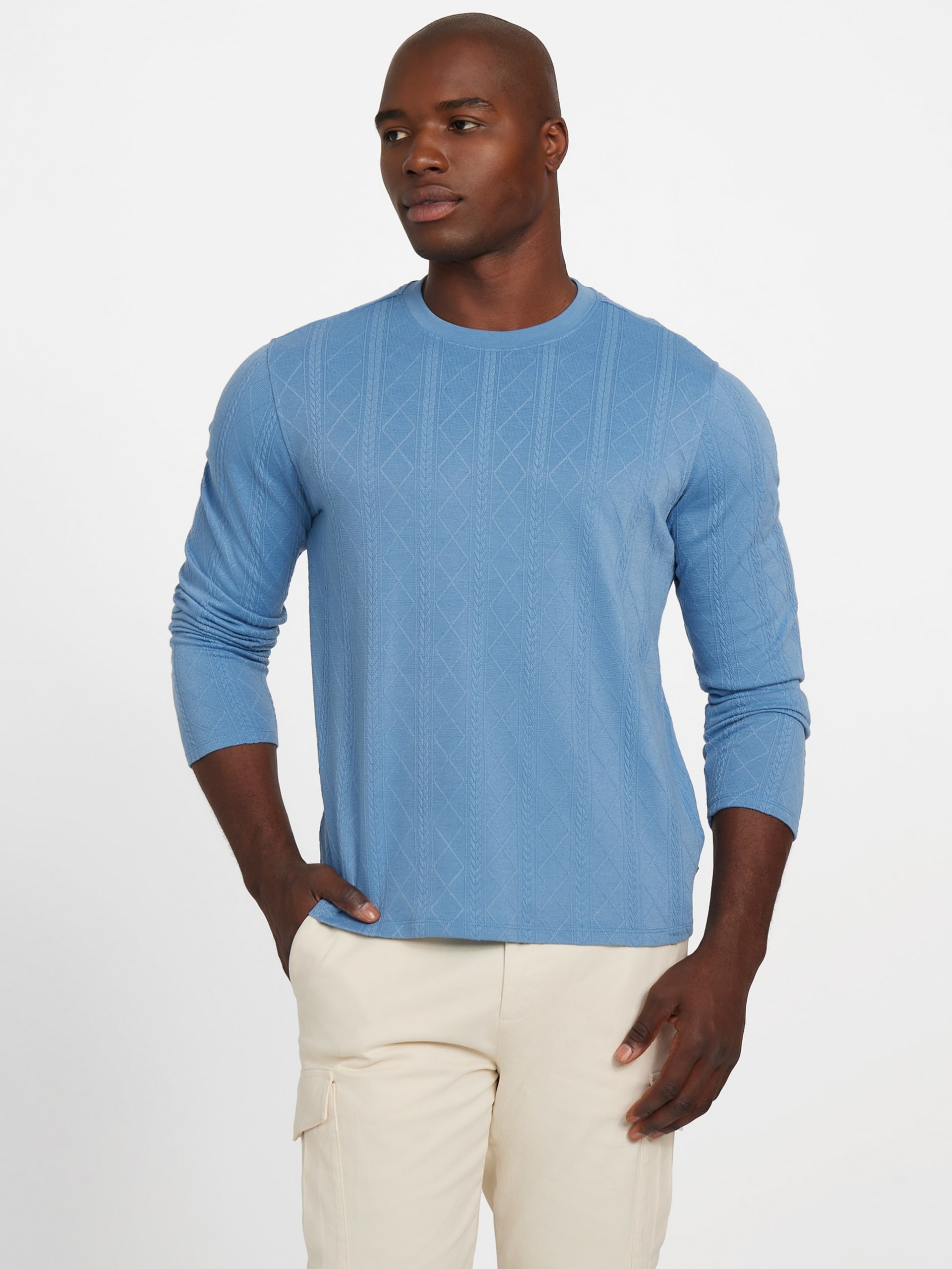 Blusa de manga comprida em malha texturizada