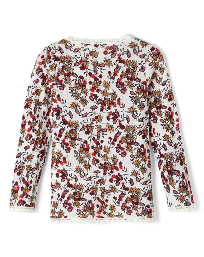 Woll-Langarmshirt NMFWANG geblümt in Snow White