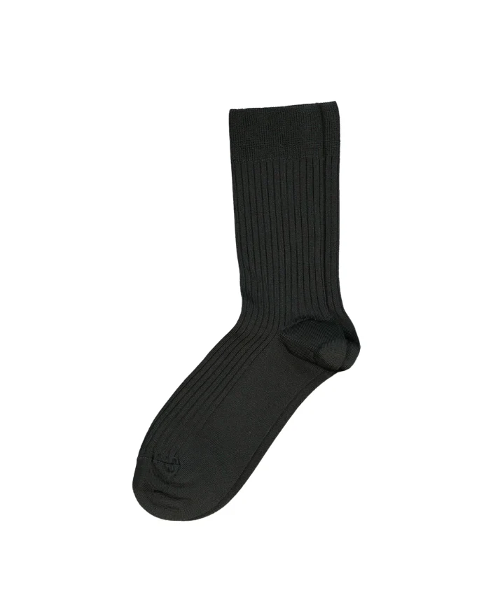 Mrs. Hosiery  Mrs. Silky Ribbed strømper- Metal Grey