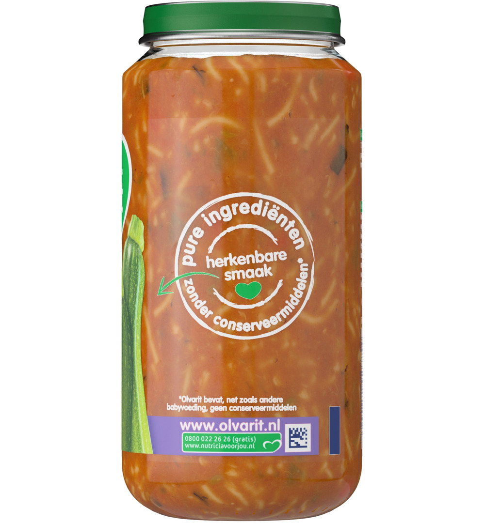 Olvarit Vegetarische pasta courgette mozzarella 15M09 (250 gr)