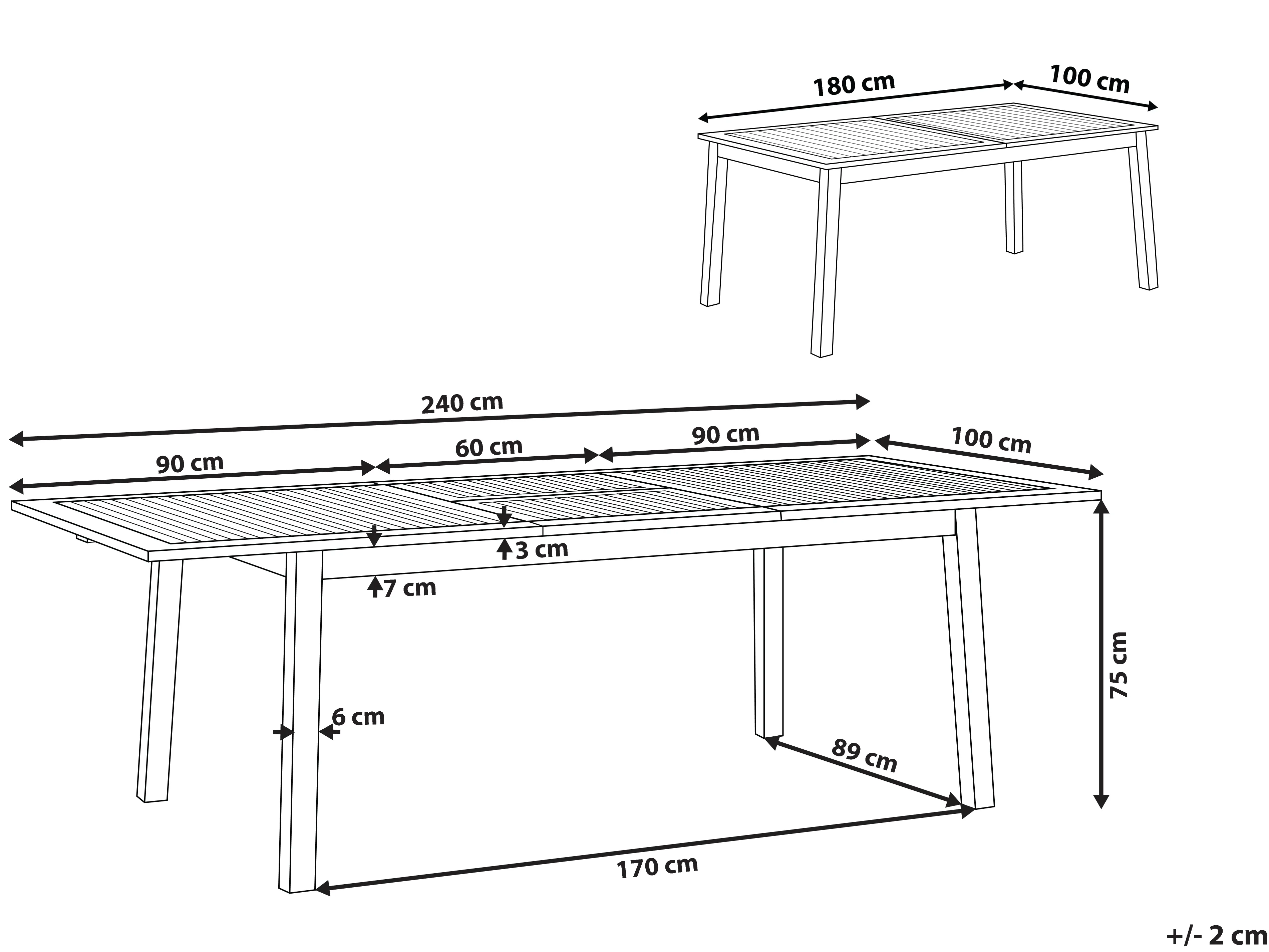 Uitschuifbare tuintafel CESANA 180/240 cm 100 cm Acaciahout Lichtbruin