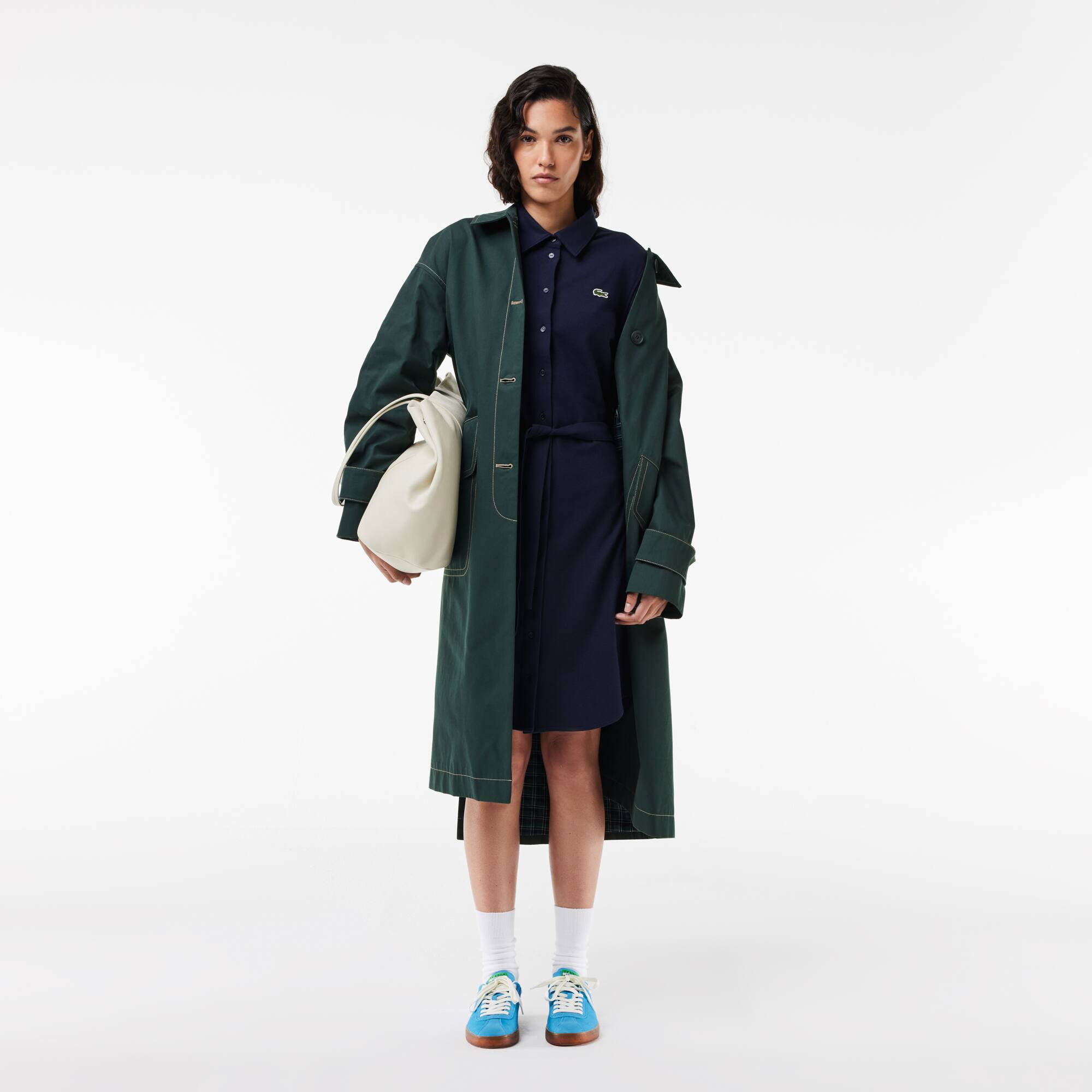 Robe regular fit en piqué à manches longues Robes & Jupes - Bleu - Lacoste - Femme