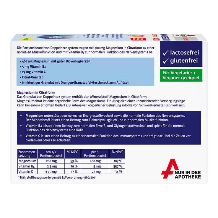 Doppelherz system Magnesium 400 Citrat Granulat, 20 St