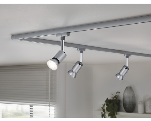 LED reflectorlamp, dimbaar, GU10/7W, chroom/mat, 460 lm, 2700 K warm wit, 36°, geschikt voor URail-systeem