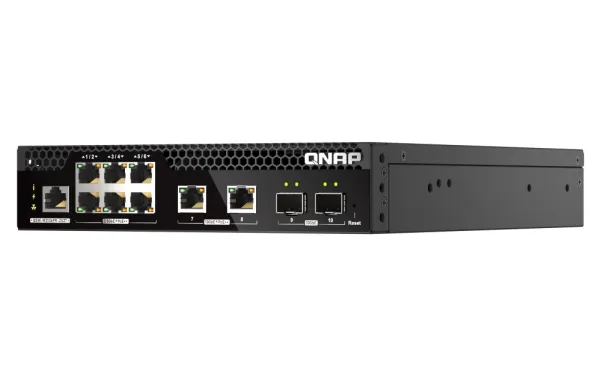QNAP - Switch - halv bredde - Administreret - 10 x 2.5GBase-T   2 x 10 Gigabit SFP    6 x 2.5GBase-T   2 x 10 Gigabit Ethernet - PoE   (310 W)