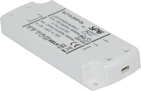 LED-trafo SLT 15W 24V DC, transformator for 24V LED-lyskilder, en udgang, belastning 1-15W