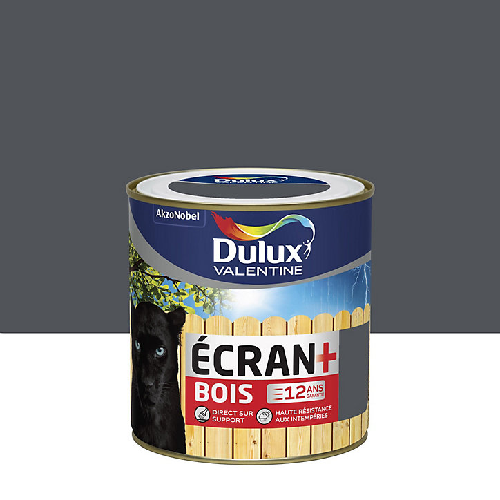 Peinture extérieure bois Ecran+ Bois Dulux Valentine satin gris foncé RAL 7015 0,5L