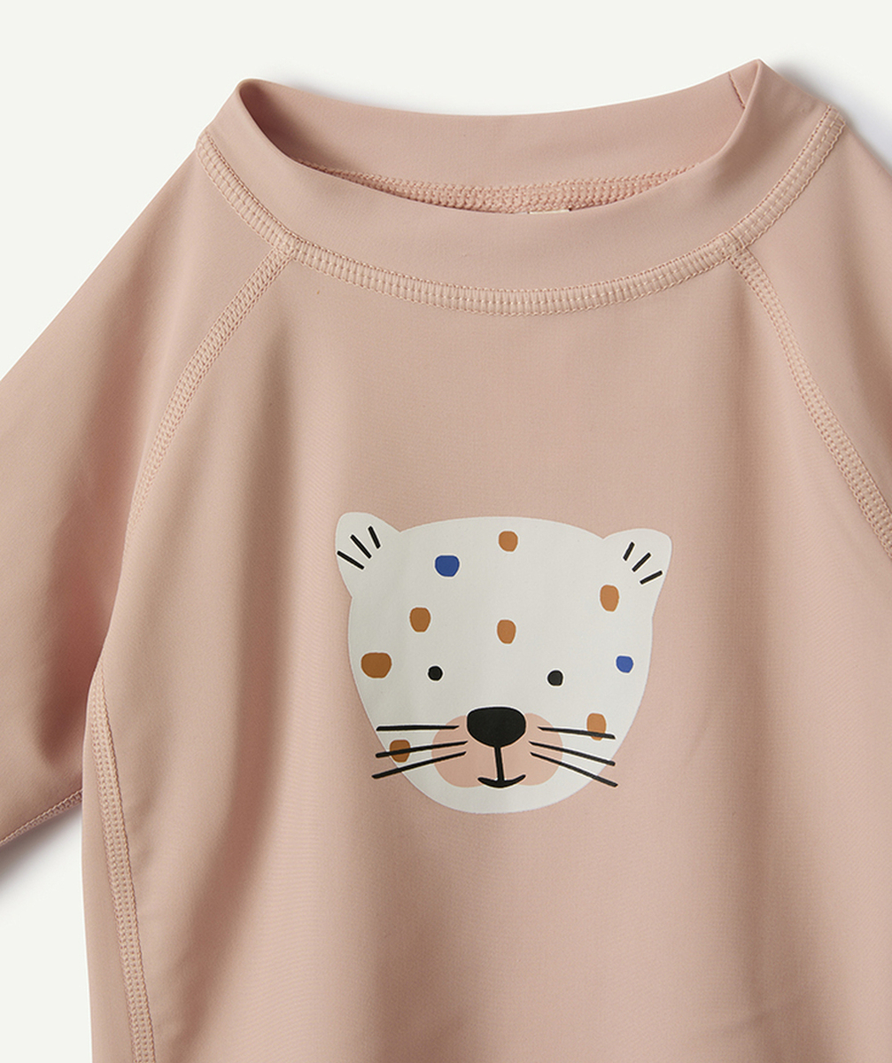 LASSIGT-SHIRT MANCHES COURTES BÉBÉ FILLE ANTI-UV ROSE AVEC MOTIF LÉOPARD