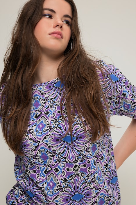 T-Shirt, oversized, grafischer Print, Rundhals, Halbarm