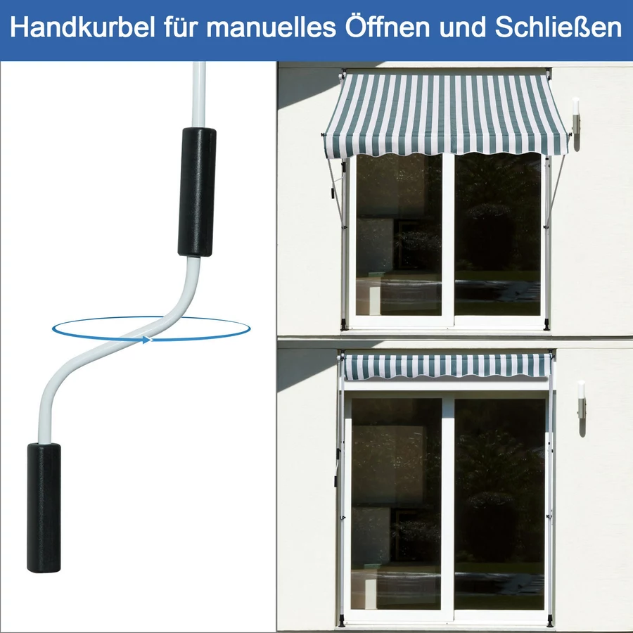 Outsunny Klemmmarkise mit Handkurbel grün