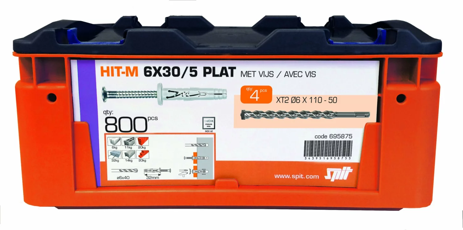 Spit 695875 Hit-M Slagplug incl. 4 boren in koffer - 6x30mm (800st)