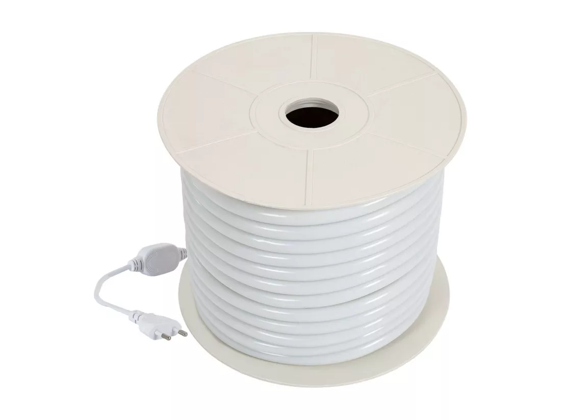 Bobine Néon LED Flexible 360º Rond Dimmable 220V AC 120LED/m IP67 Orange 50 Mètres sur Mesure Coupe Tous les 100cm Orange